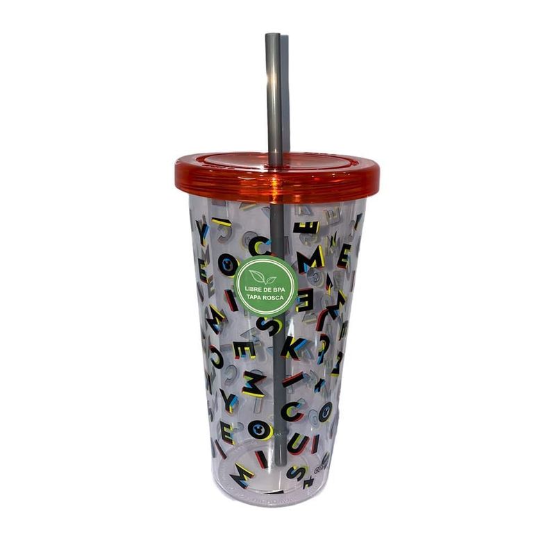 VASO SIMPLE C/BOMBILLA MICKEY 680ML.-1