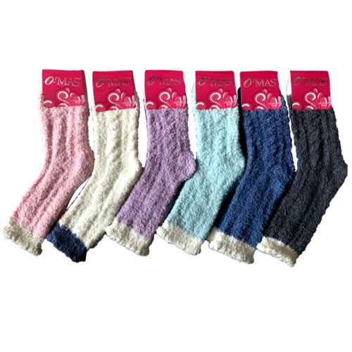 Calcetines De Mujer Plush Corte Medio Liso 12 Unid-1