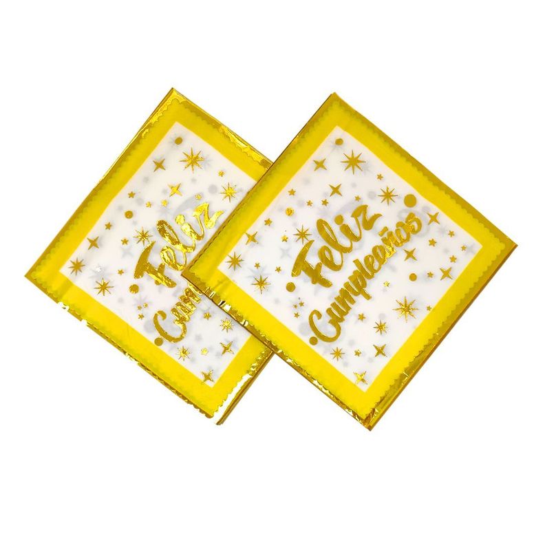  SERVILLETAS FOIL FELIZ CUMPLEAÑOS 33X33 CELESTE X12UNI-1
