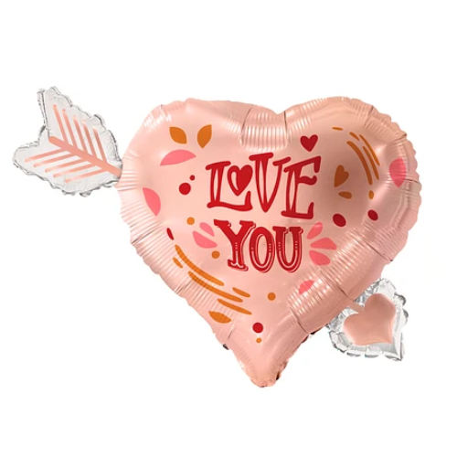 Globo Metalico Corazon Con Flecha 55x70 cm-0
