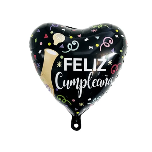 Globo Metalizado Corazón Feliz Cumpleaños 45Cm-0