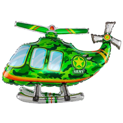 Globo Metalico Helicoptero Verde 30x51x82Cm-0