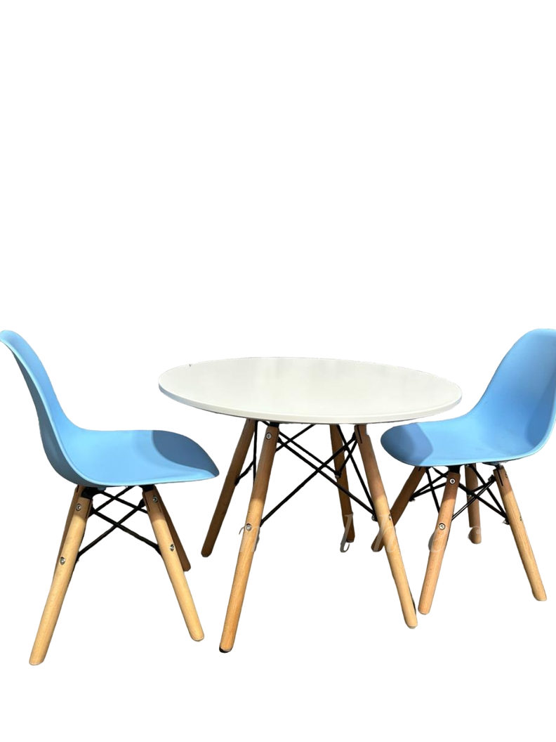 Set Comedor Kids Mesa Y 2 Sillas Eames Celestes-0
