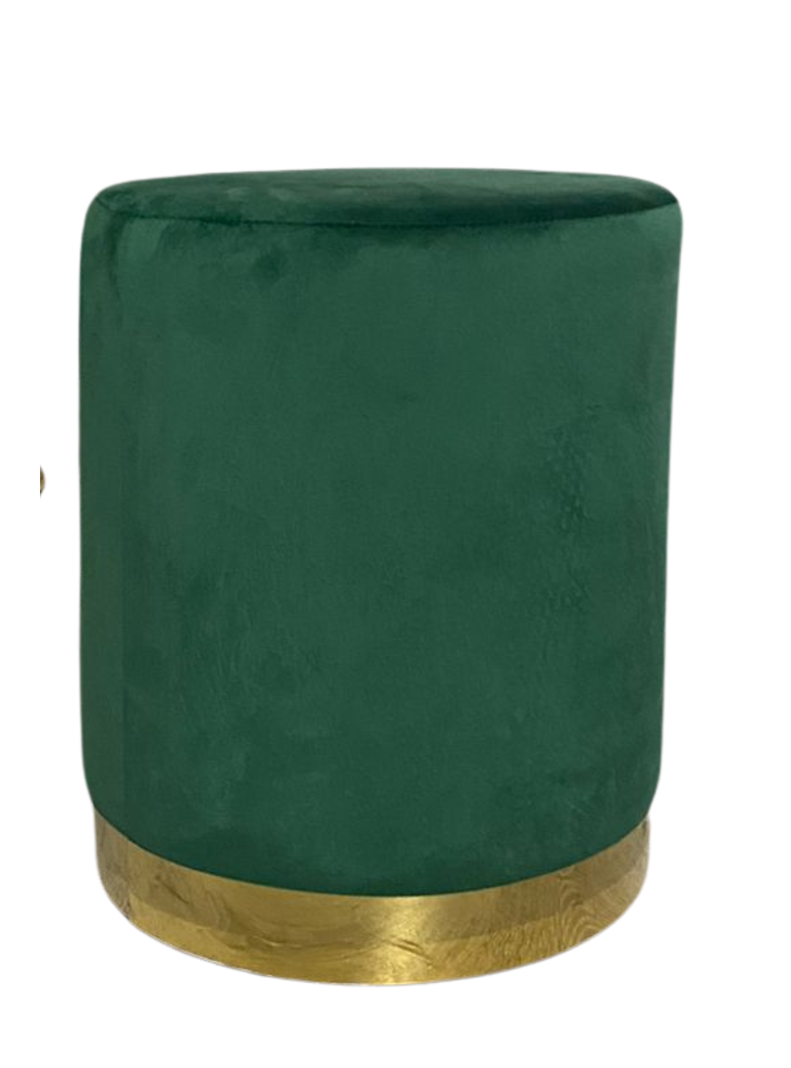 Puff Redondo Velvet con Base Dorada