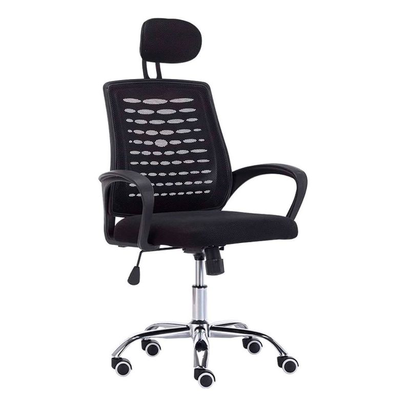 Silla oficina simply mesh negra con apoyabrazos y cabeza-0