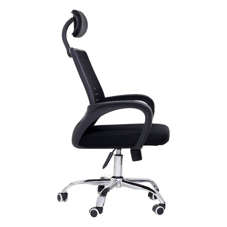 Silla oficina simply mesh negra con apoyabrazos y cabeza-1