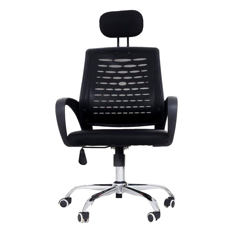 Silla oficina simply mesh negra con apoyabrazos y cabeza-2