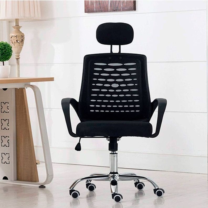 Silla oficina simply mesh negra con apoyabrazos y cabeza-5