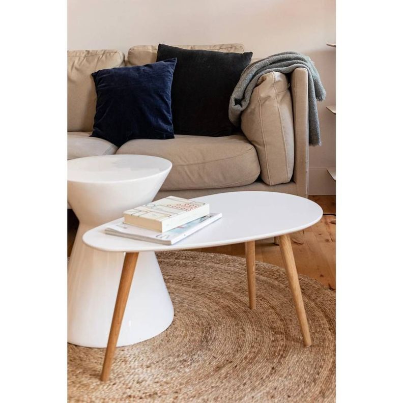 Mesa de Centro Elipse Madera Blanco-1