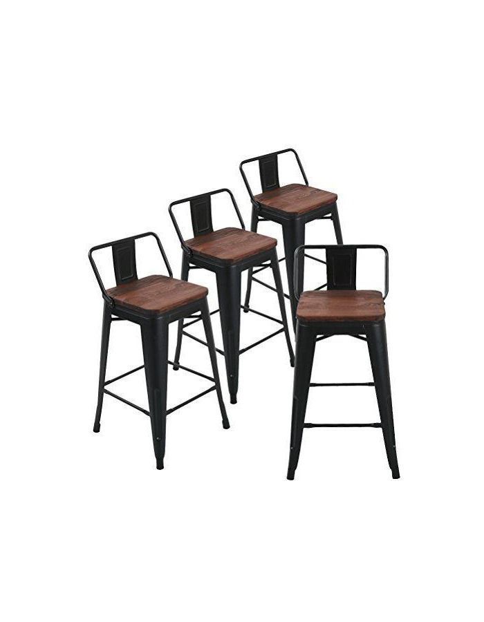 Pack 4 Taburetes Tolix Madera Oscura (66cm) NEGRO-0