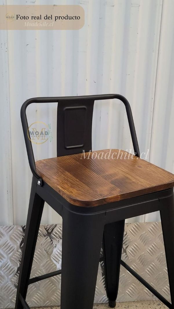Pack 4 Taburetes Tolix Madera Oscura (66cm) NEGRO-1