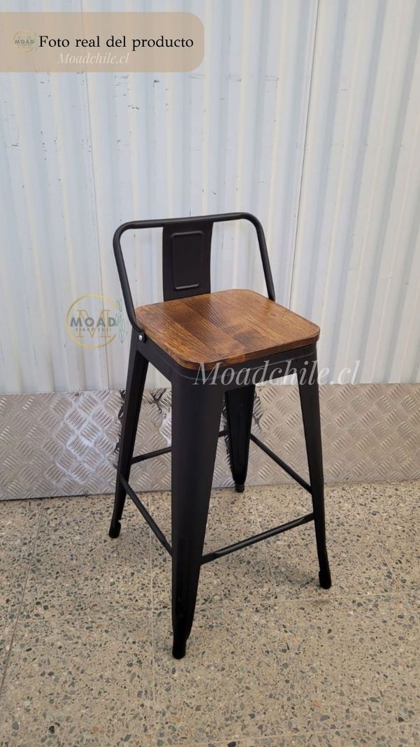Pack 4 Taburetes Tolix Madera Oscura (66cm) NEGRO-2