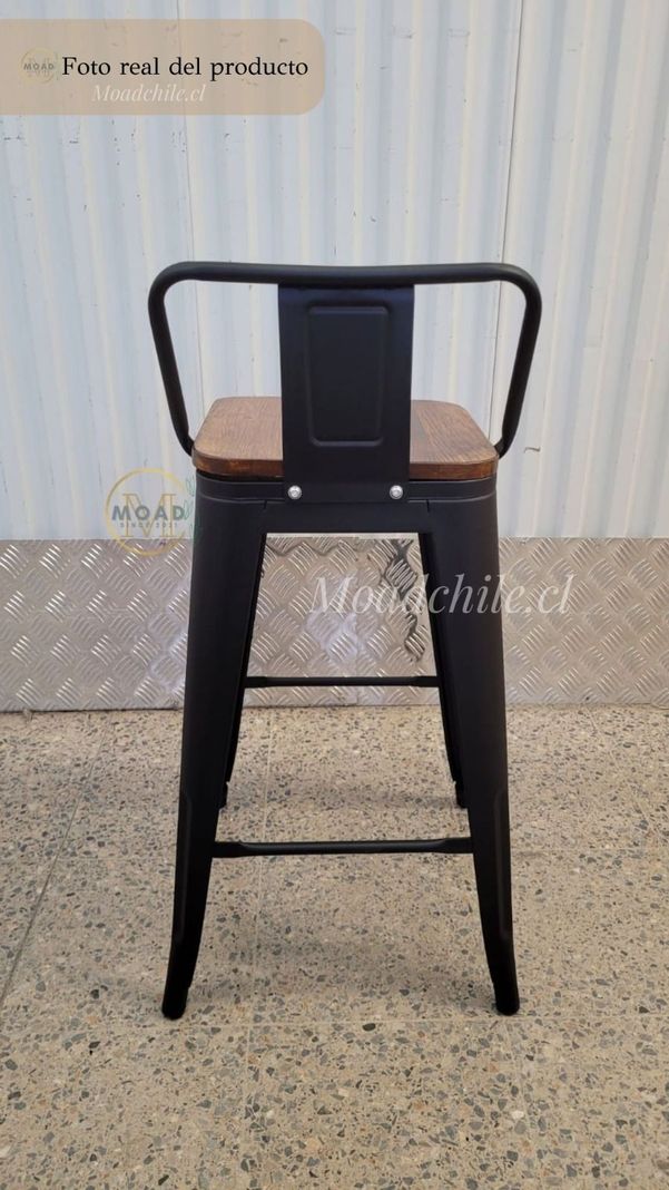 Pack 4 Taburetes Tolix Madera Oscura (66cm) NEGRO-3