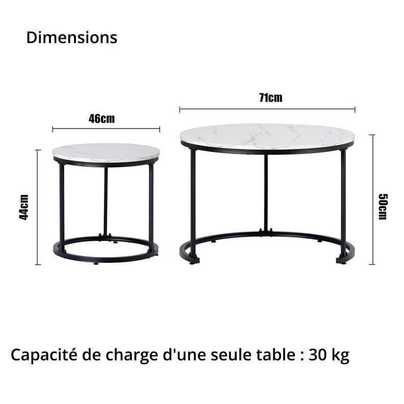 Mesa de centro Nido – Diseño de Marmol con base negra-1