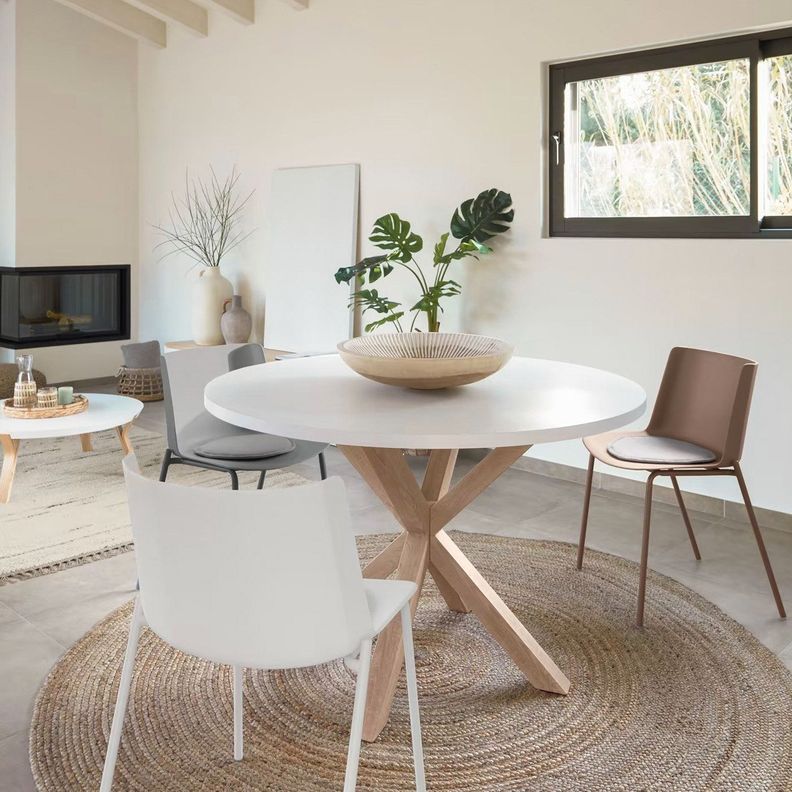 Mesa de Comedor Redonda Cross 120cm – Cubierta de Madera-1