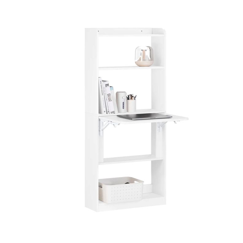 Estantería con Escritorio Plegable Compacto – Blanco-0