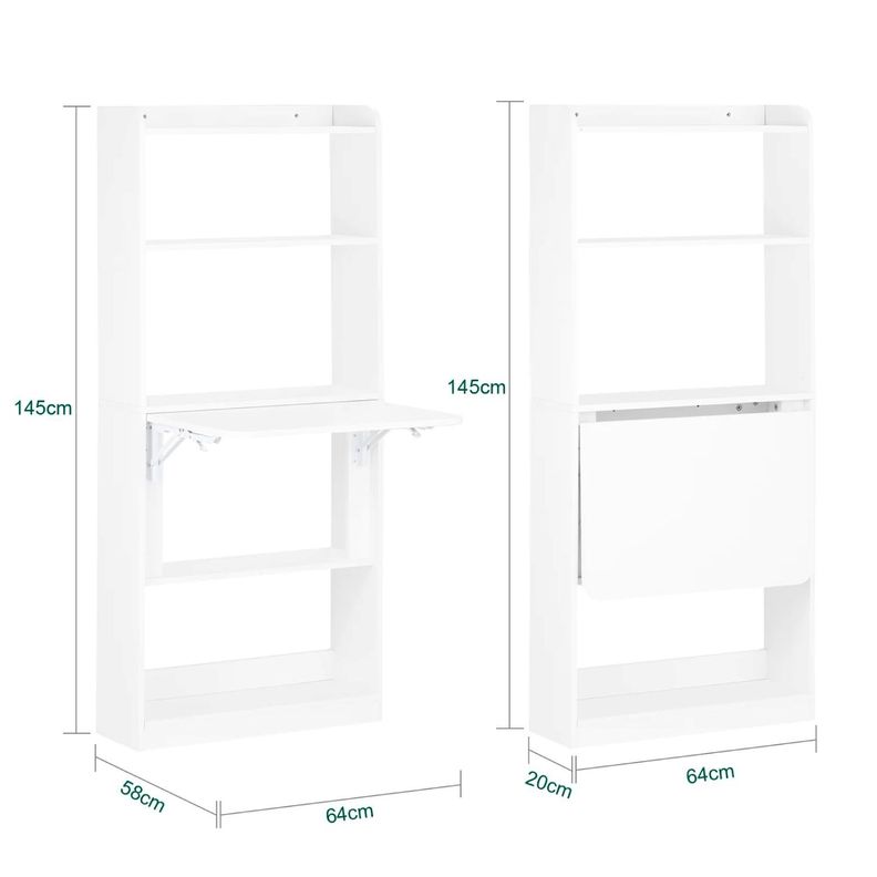 Estantería con Escritorio Plegable Compacto – Blanco-1
