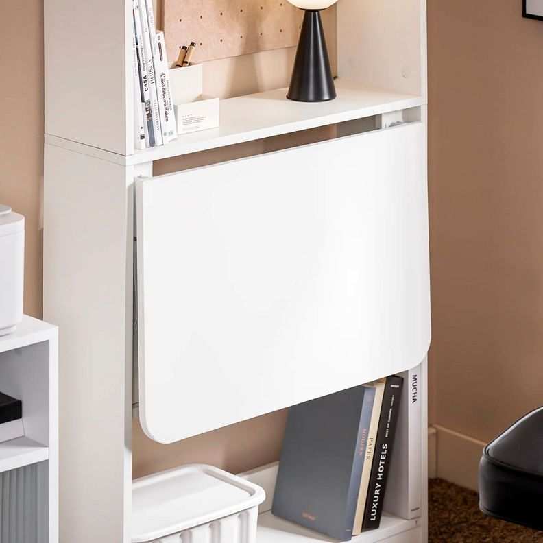 Estantería con Escritorio Plegable Compacto – Blanco-2