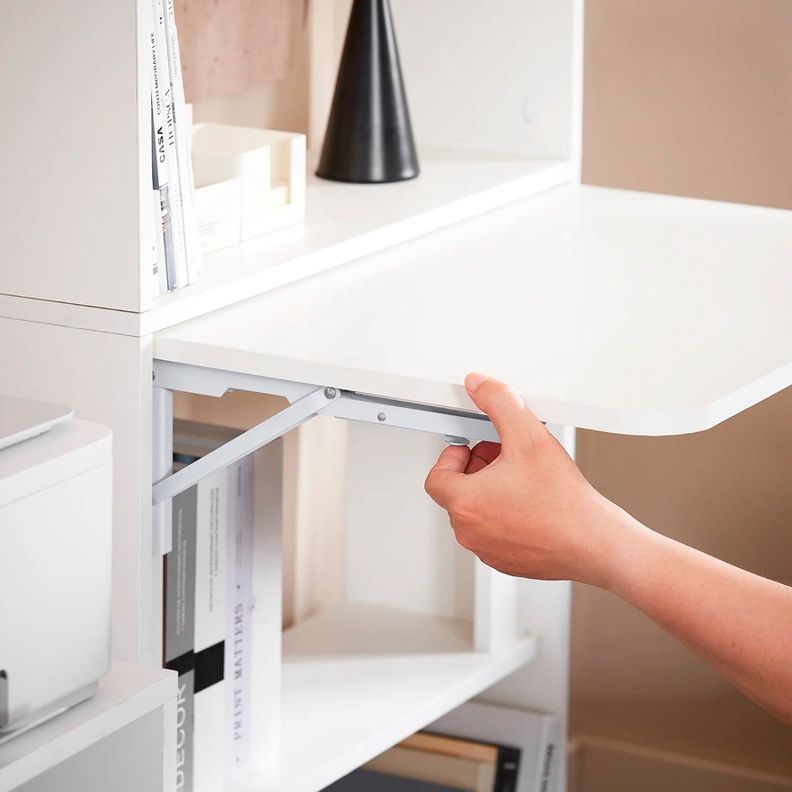 Estantería con Escritorio Plegable Compacto – Blanco-3
