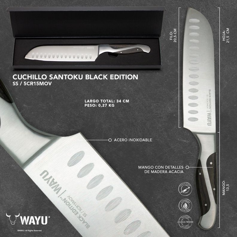 Cuchillo Santoku Black Edition Wayu-3