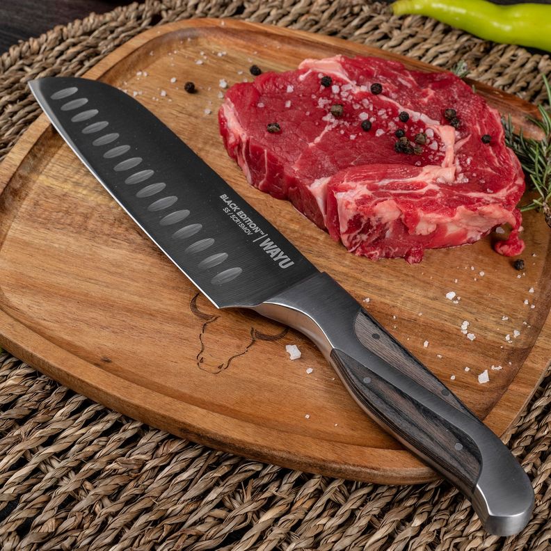Cuchillo Santoku Black Edition Wayu-4