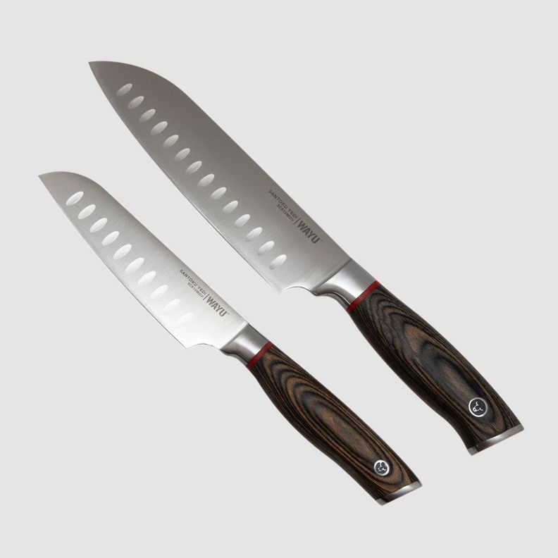 Set 2 Cuchillos Santoku Ring Red Wayu - Gris Gris Oscuro