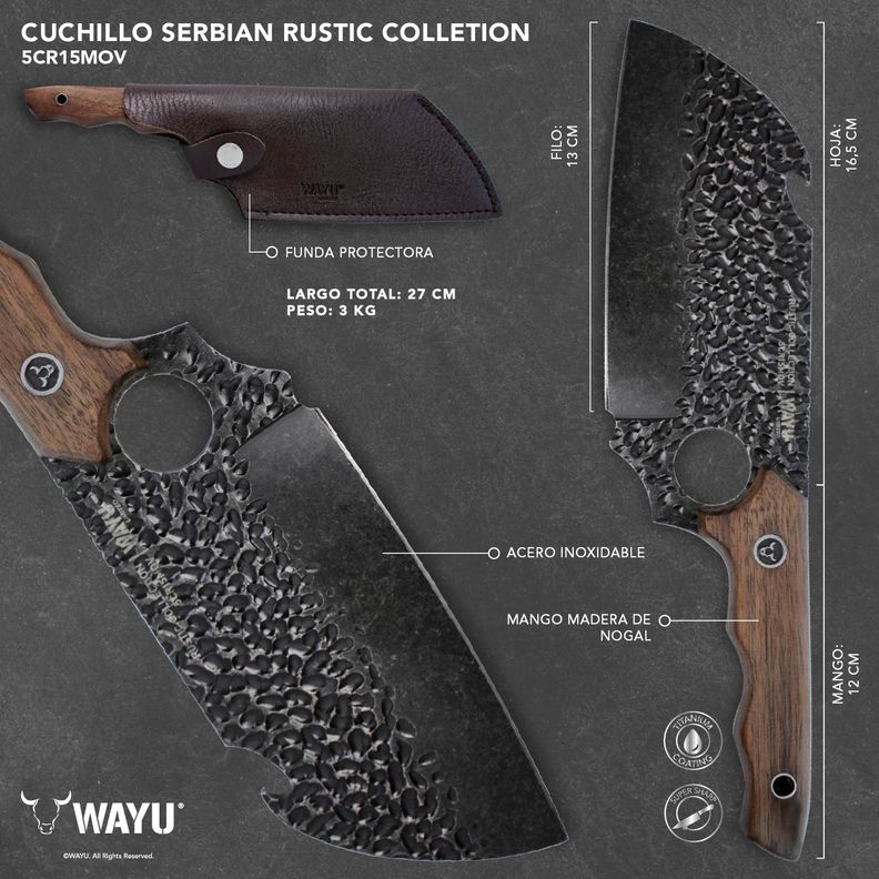 Cuchillo Serbian Con Funda Rustic Collection Wayu-3