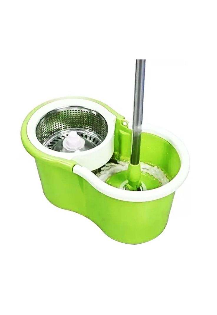 Mopa Giratoria 360º Verde Trapeador Canasto Acero Inoxidable-1