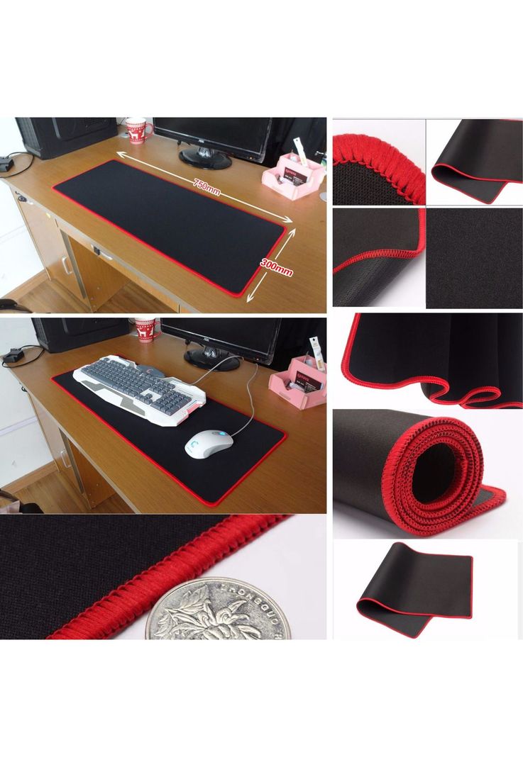 Mouse Pad Gamer Notebook 70 x 30 CM Rojo-4