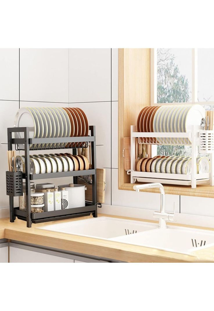 Rack Escurridor Platos 3 Niveles Acero Negro-3
