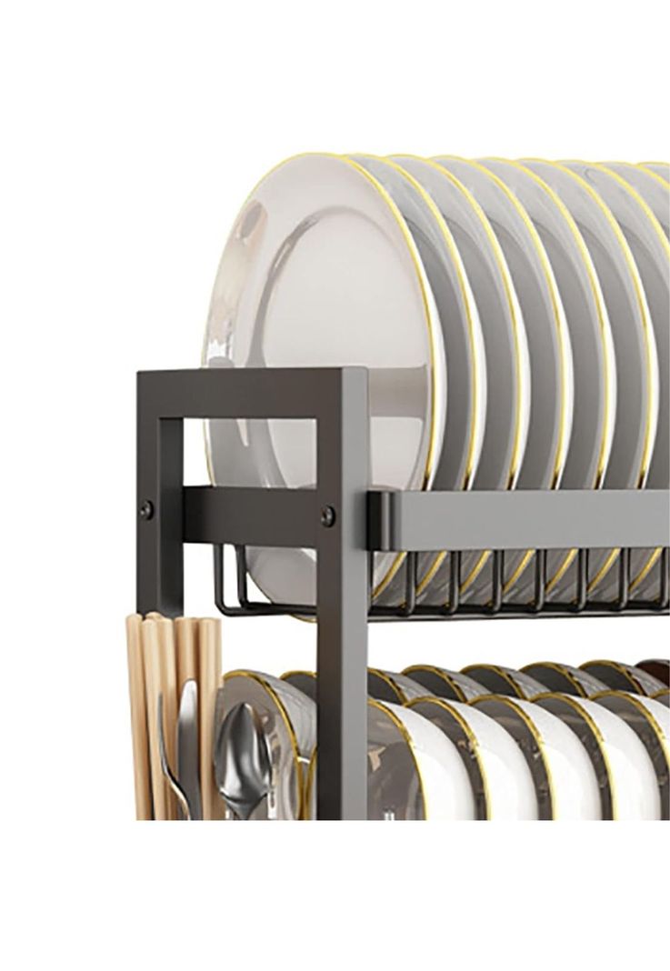 Rack Escurridor Platos 3 Niveles Acero Negro-6