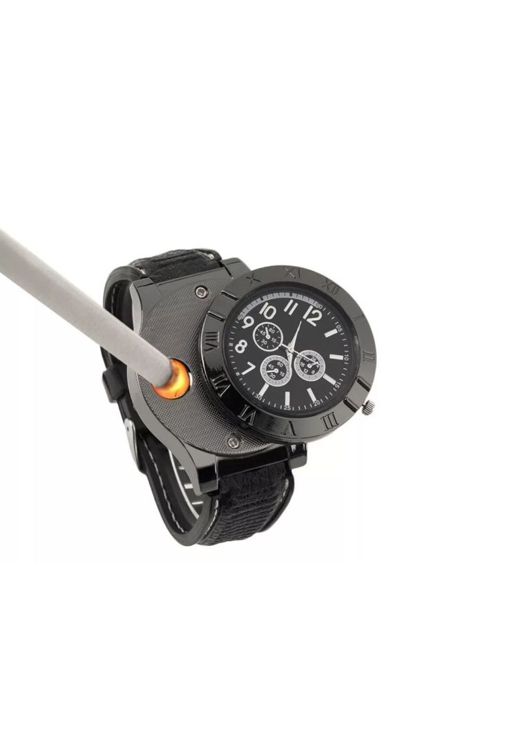 Reloj Pulsera Encendedor Recargable Usb Luz Led Hombre-2