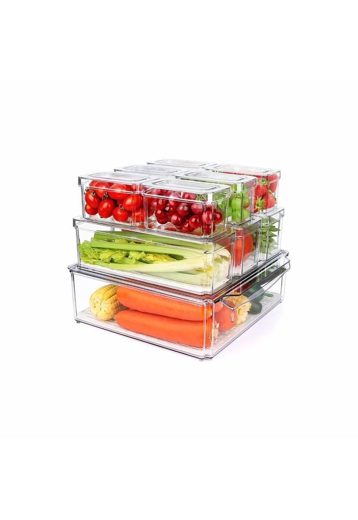 Set 7 Contenedores Organizadores Refrigerador Tapa-0