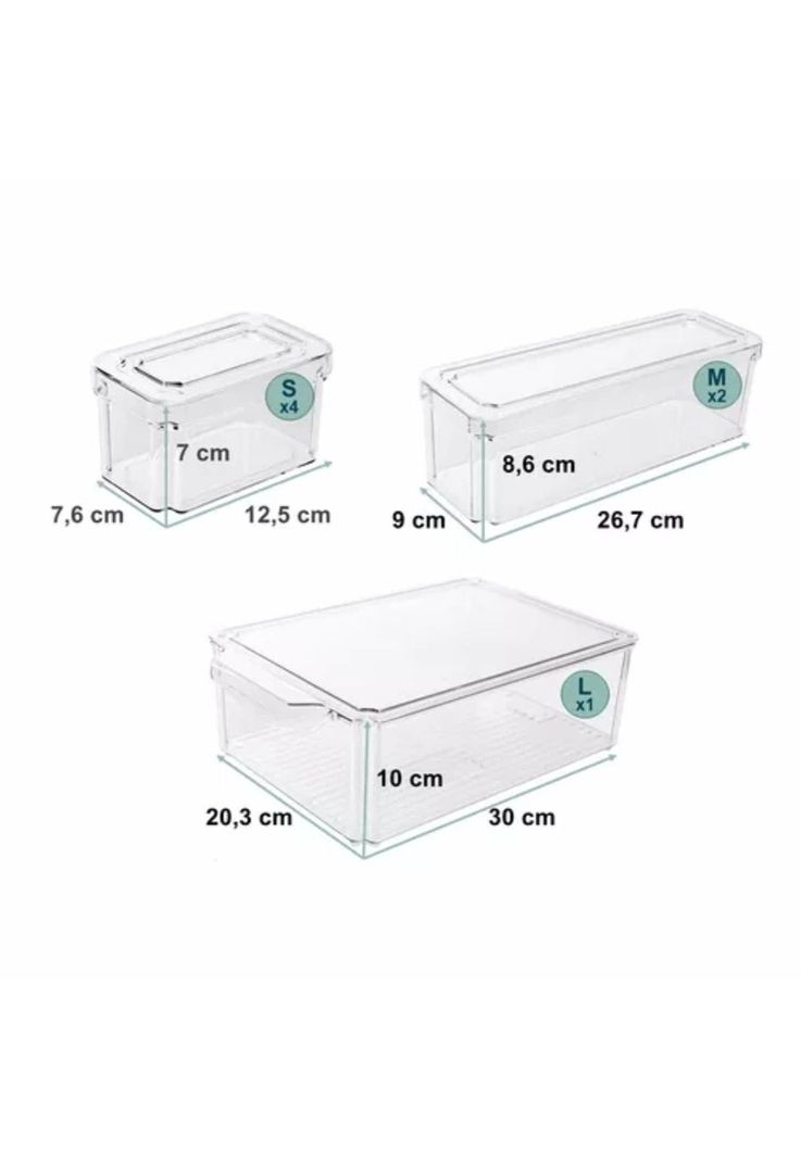 Set 7 Contenedores Organizadores Refrigerador Tapa-1