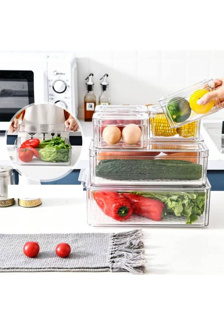 Set 7 Contenedores Organizadores Refrigerador Tapa-3