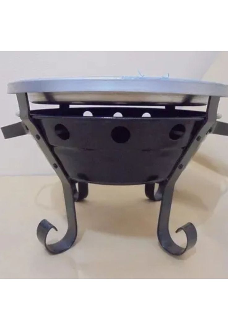 Brasero Parrilla Mesa Chapa Enlozada 26x20 CM-1