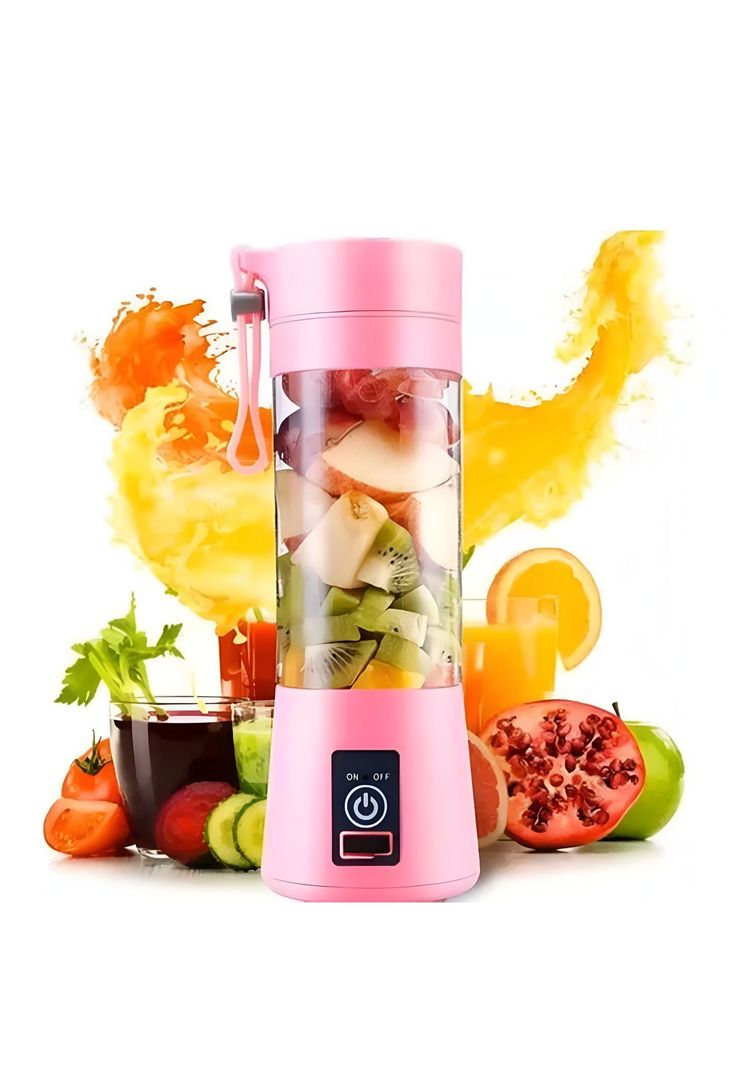 Batidora Licuadora Juguera Portátil USB Recargable 400 ML Rosa-2