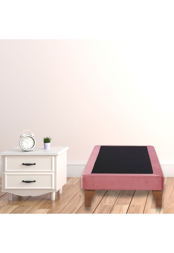 Base Cama Europea 1 Plaza 90x190 CM Palo Rosa  Felpa-4