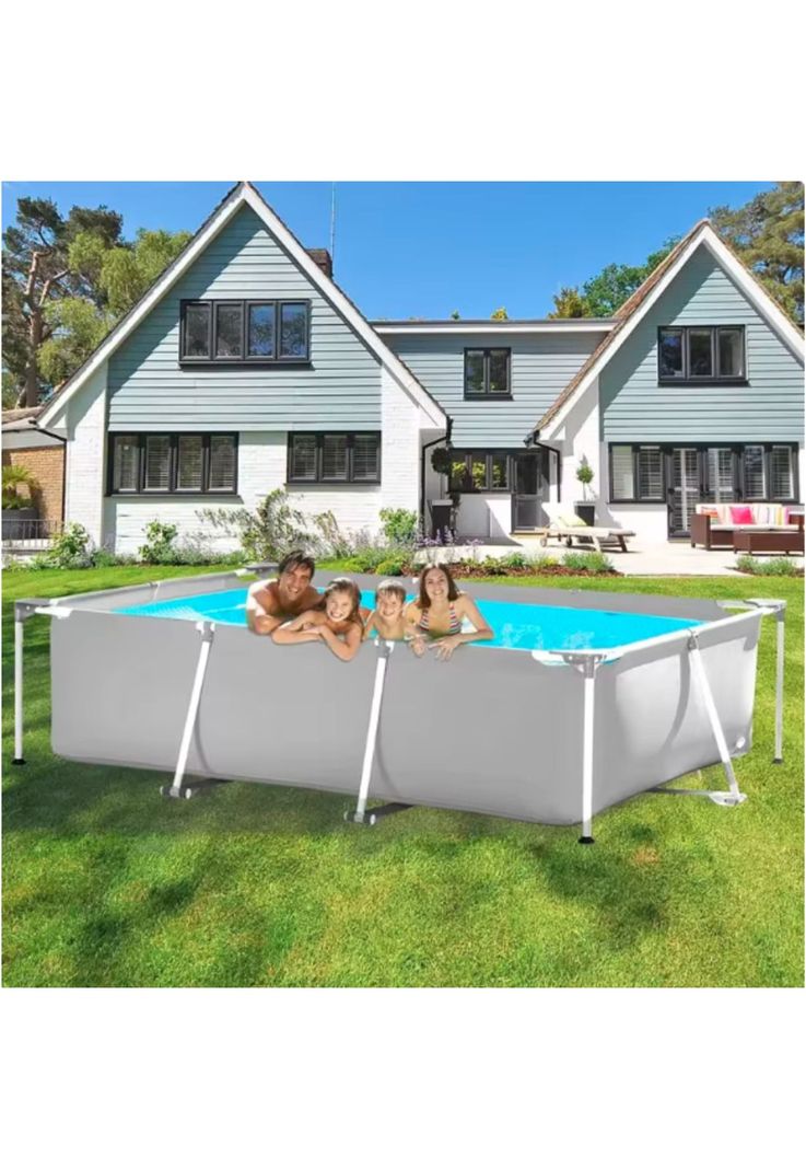 Piscina Rectangular Estructural 300x207x65 CM Gris-4