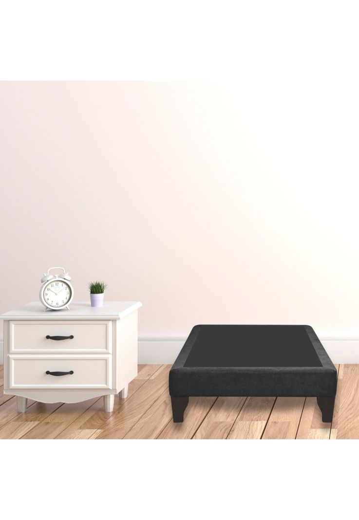 Base Cama Europea 1 Plaza 90x200 CM Gris Oscuro Felpa-4