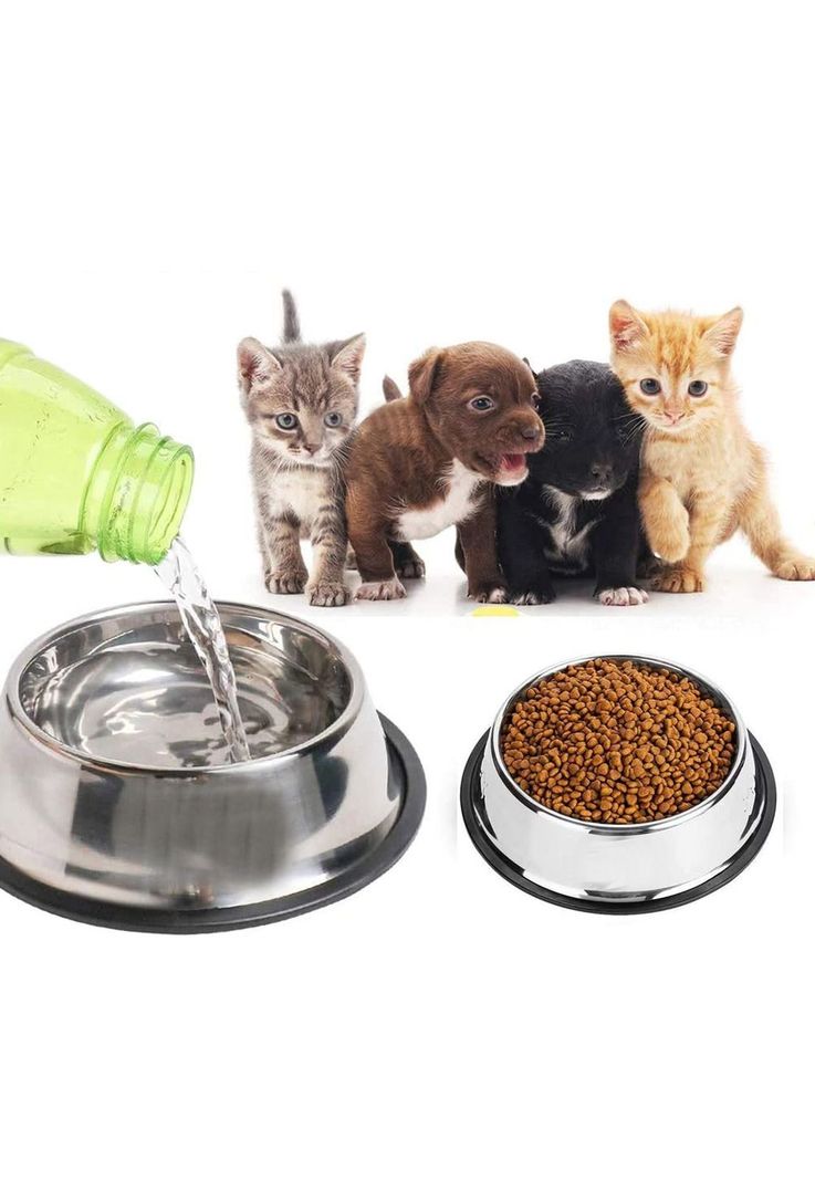 Plato Acero Inoxidable Antideslizante Mascotas Perro - Gato 27 cm-3