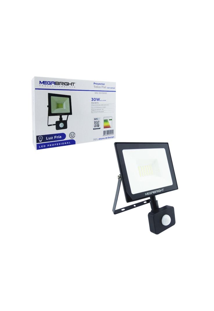 Foco LED Halógeno 30 Watt Sensor Movimiento Luz Fría Certificado-2