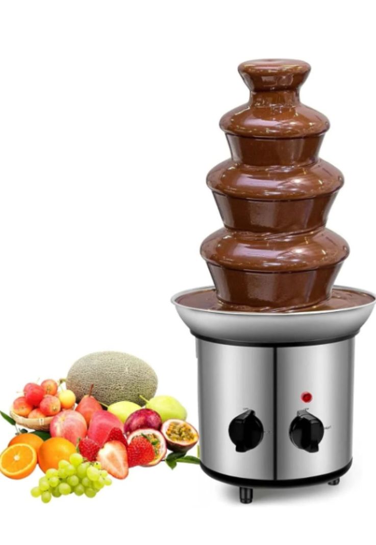 Cascada Fuente Chocolate Fondue 4 Niveles Acero Inoxidable Plateado-3