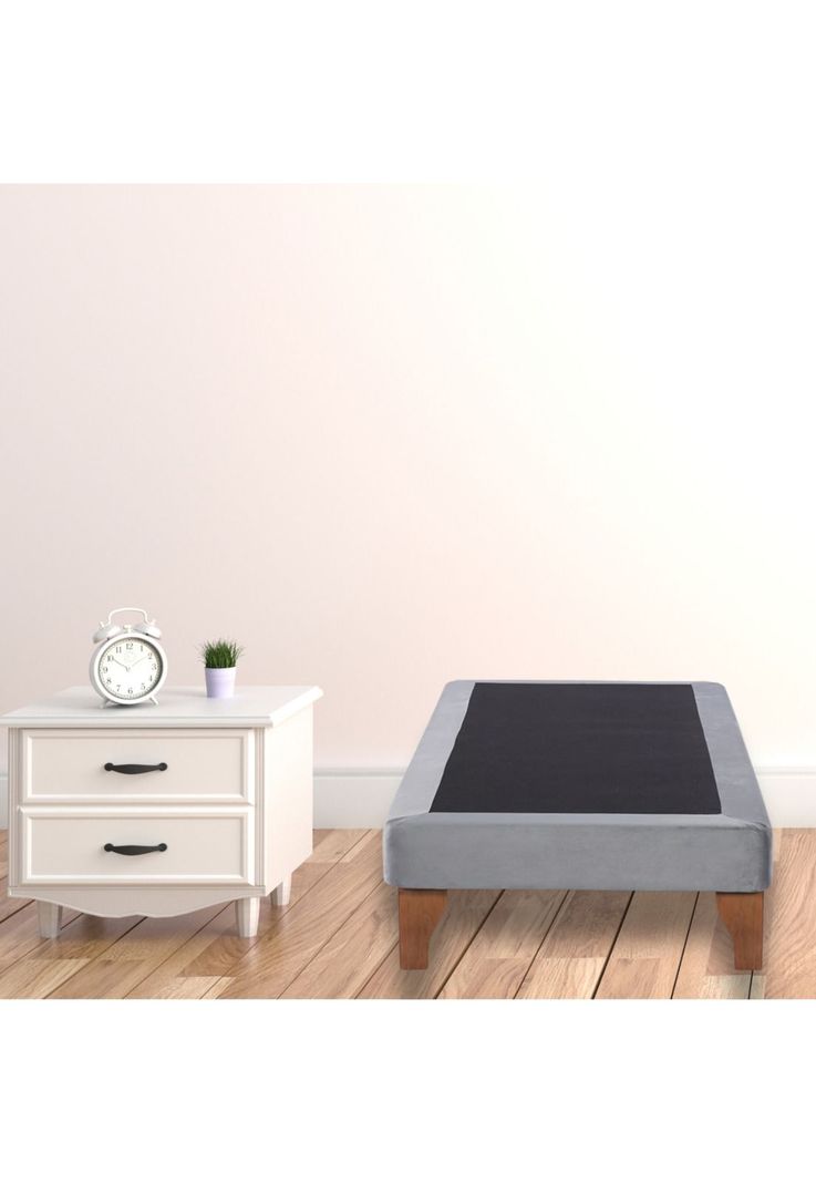 Base Elegante Cama Europea 1.5 Plaza 105x200 CM Gris Claro Lino-4