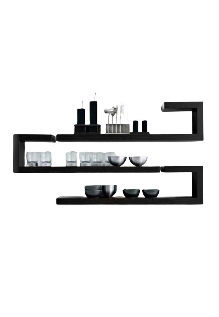 Juego Repisas Flotantes Madera Geo Negro 95x45x15 CM-0