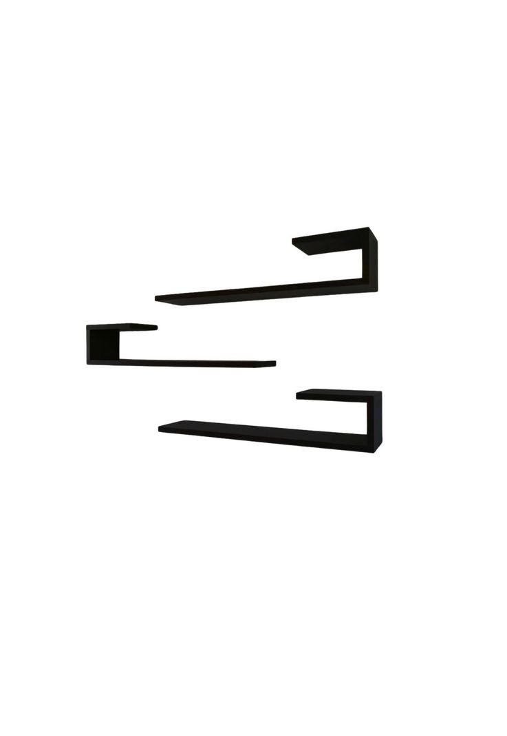 Juego Repisas Flotantes Madera Geo Negro 95x45x15 CM-2