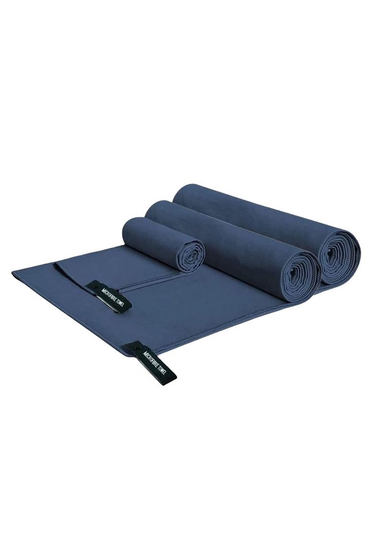 Set 3 Toallas Baño Viaje Microfibra Secado Rápido Azul Marino-2