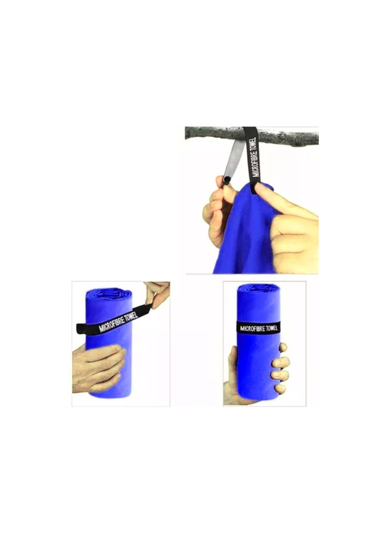 Set 3 Toallas Baño Viaje Microfibra Secado Rápido Azul Marino-4