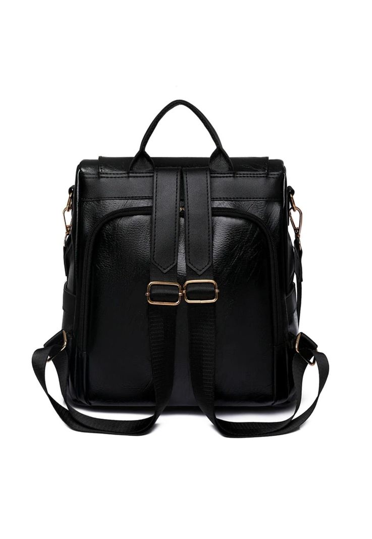 Mochila Cartera Bolso Antirrobo Ecocuero Impermeable Negro 29x28x13 CM-1