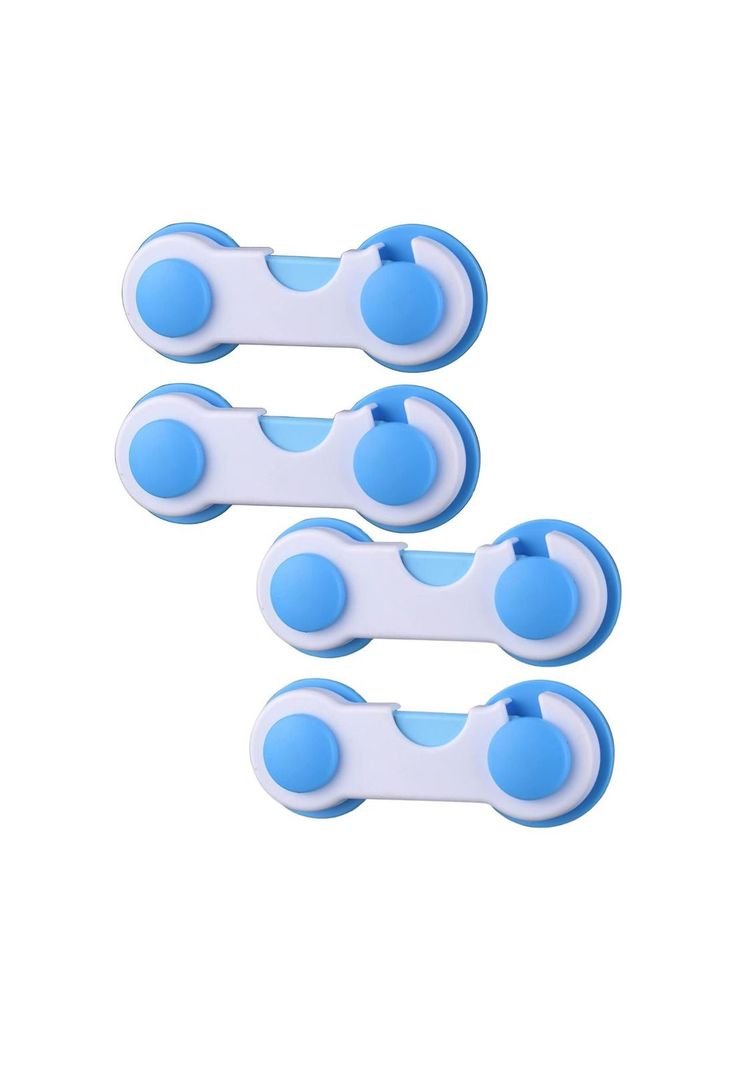 Pack 4 Seguros Traba Puertas Muebles Cajones Celeste Diseno 2